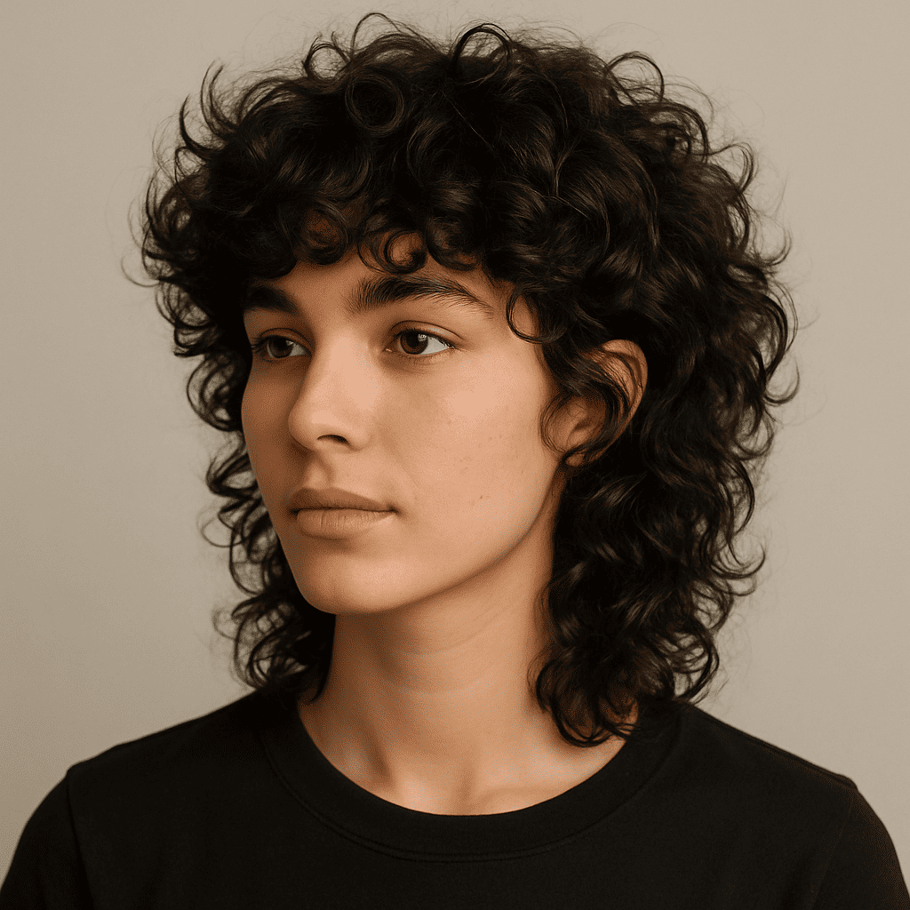 Wolf cut style for curly hair